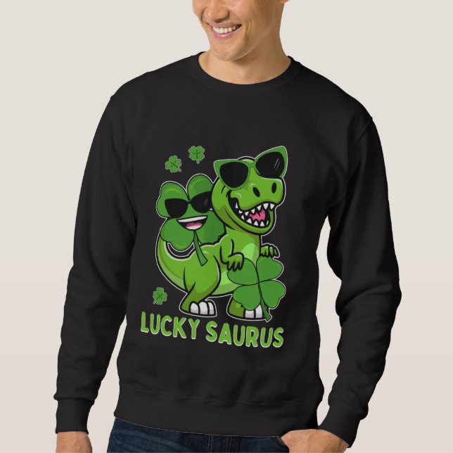Moletom Lucky Saurus Rex Tyrannosaurus ST PATRICK S DAY Ir (Frente)