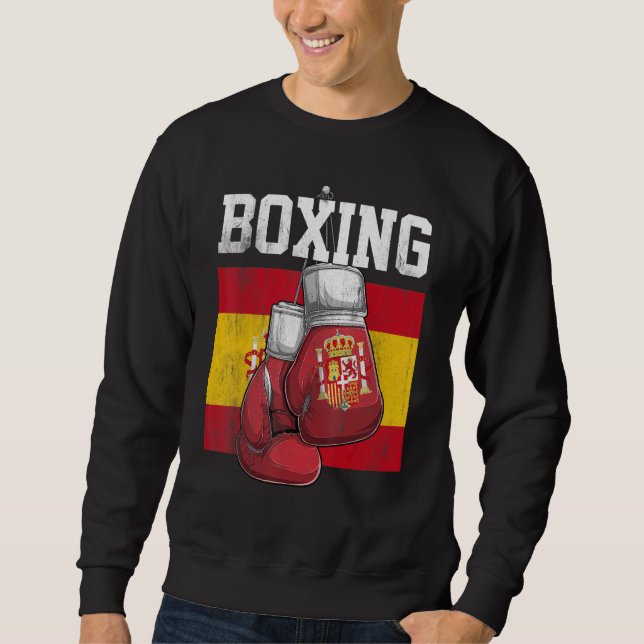 Moletom Luvas de Boxe Espanha Boxeador Boxe Bandeira dos E (Frente)