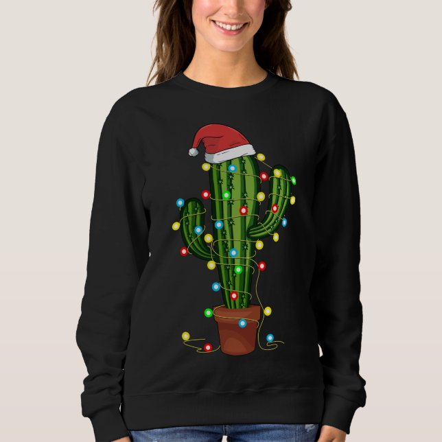 Moletom Luzes de Natal Cactus Sobrevivem Engraçada Xmas Pr (Frente)