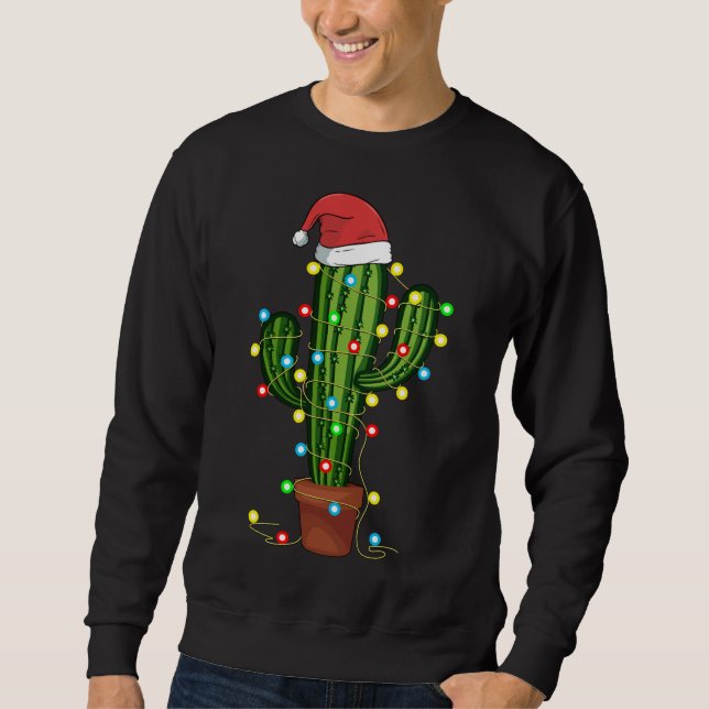 Moletom Luzes de Natal Cactus Sobrevivem Engraçada Xmas Pr (Frente)