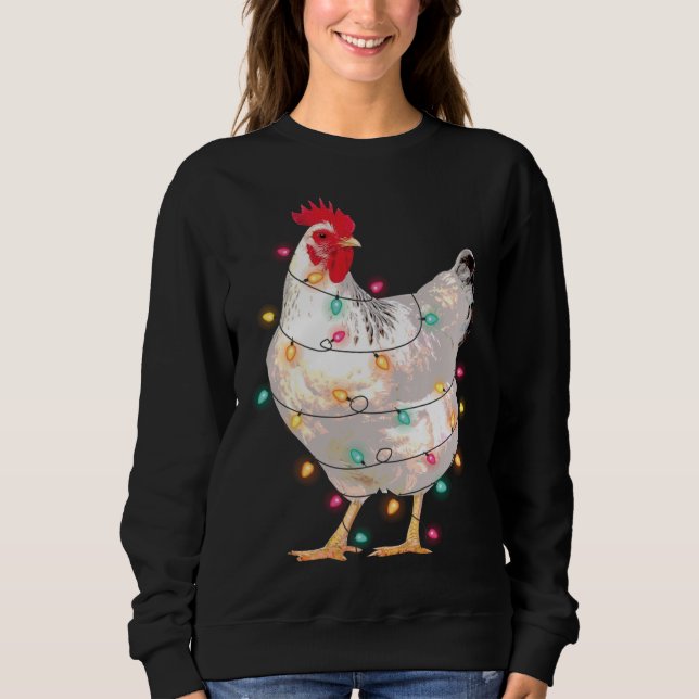 Moletom Luzes De Natal De Frango Com Santa Hat Engraçada P (Frente)