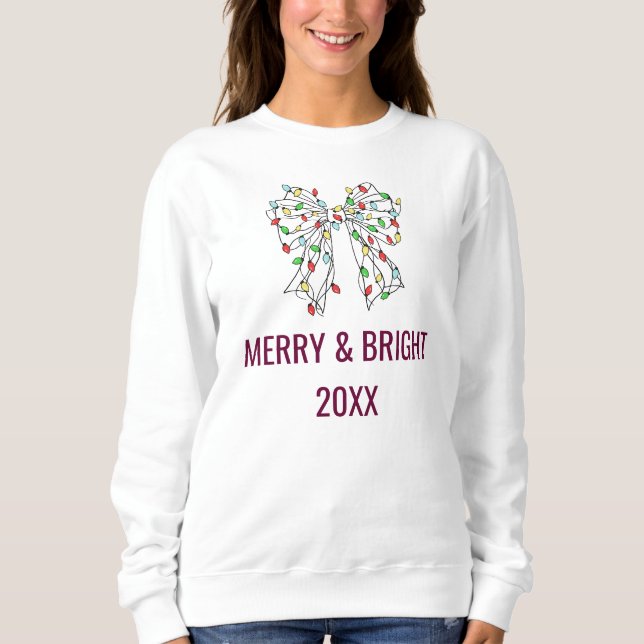 Moletom Luzes de Natal Laço Coquette Burgundy Presente Per (Frente)