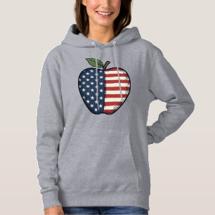 Moletom Maçã Patriótica Desenho Vetorial de Gravura Vintag