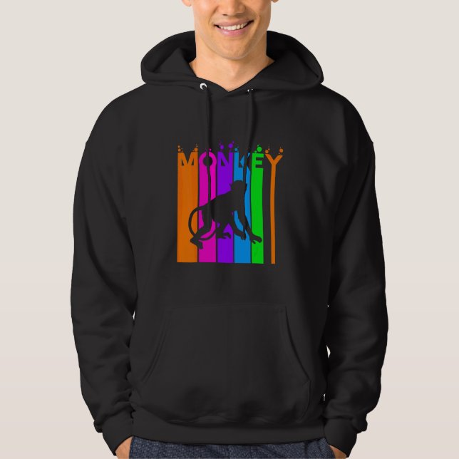 Moletom Macaco Animal Arco-íris Bolha Com Silhueta (Frente)