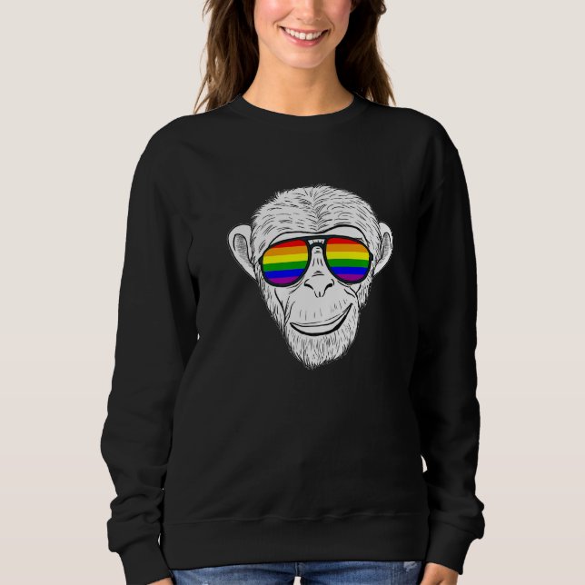 Moletom Macaco Chimp Com Óculos Arco-Íris Monge Arco-Íris (Frente)