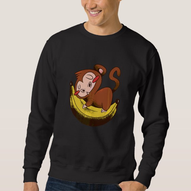 Moletom Macaco Chimpanzé Cute Bebê Dormindo Numa Banana (Frente)