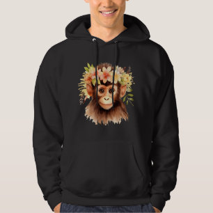 Moletom Macaco Chimpanzé Selva Animal Boho Floral Ape 23