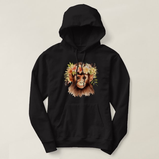 Moletom Macaco Chimpanzé Selva Animal Boho Floral Ape 23 (Frente do Design)