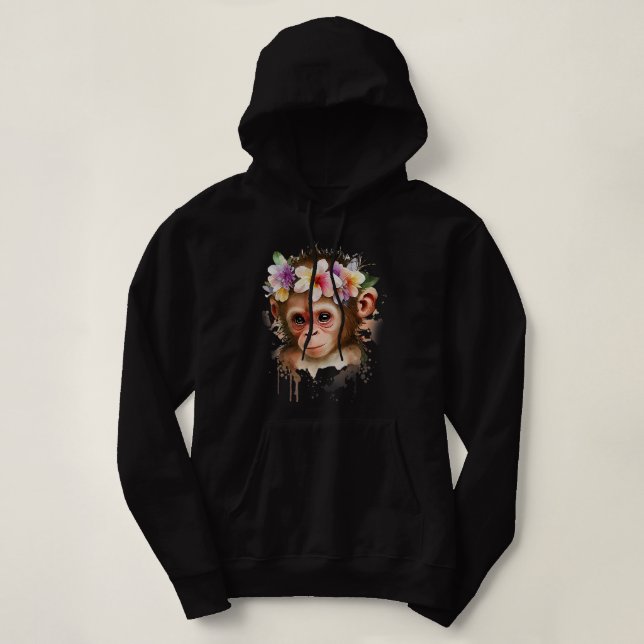 Moletom Macaco Chimpanzé Selva Animal Boho Floral Ape 25 (Frente do Design)