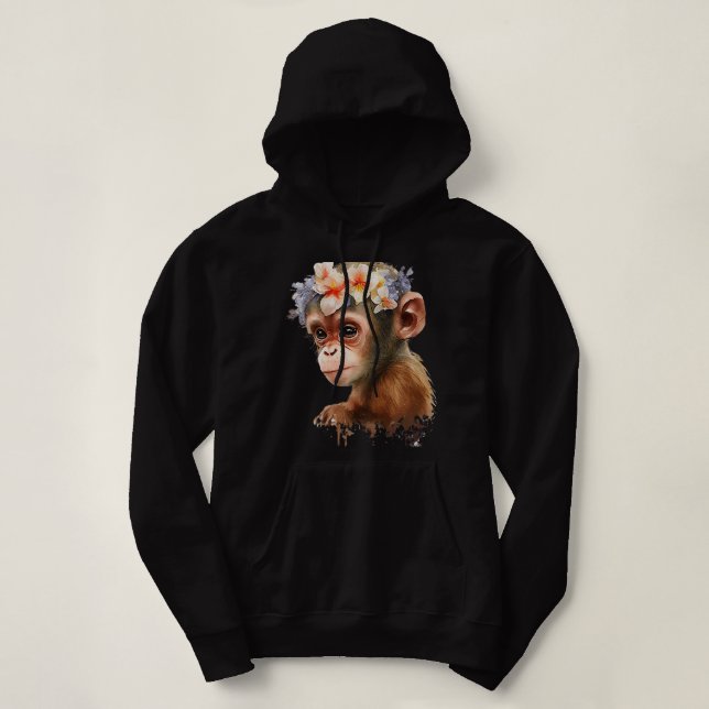Moletom Macaco Chimpanzé Selva Animal Boho Floral Ape 26 (Frente do Design)