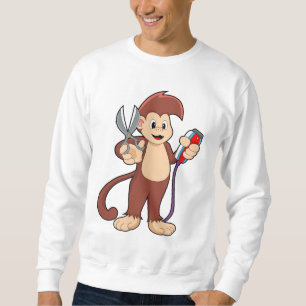 Moletom Macaco como cabeleireiro com tesoura e Razor
