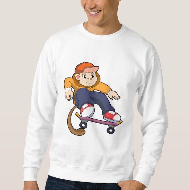 Moletom Macaco como skater com skate (Frente)