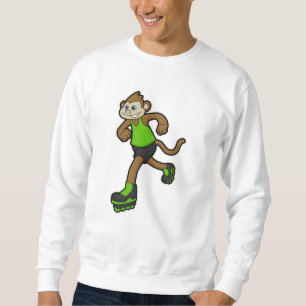 Moletom Macaco como skater com skates em linha