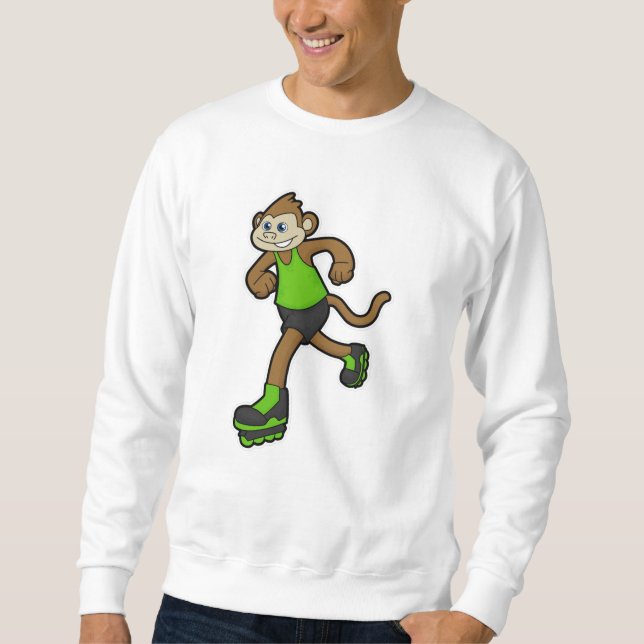 Moletom Macaco como skater com skates em linha (Frente)