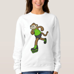 Moletom Macaco como skater com skates em linha