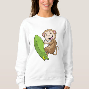 Moletom Macaco como surfista com surfboard