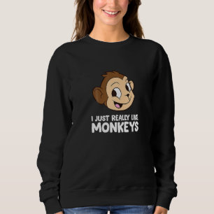Moletom Macaco Engraçado Eu Gosto Muito De Macacos
