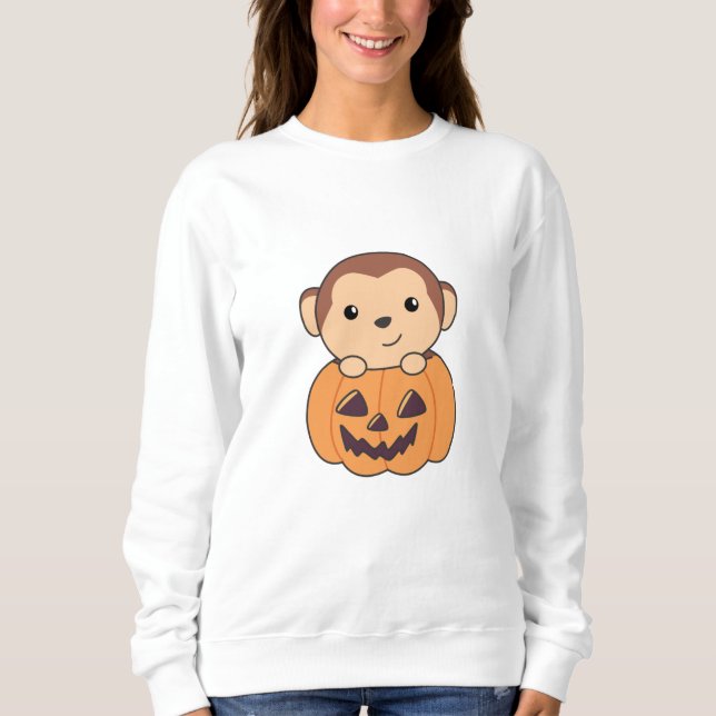 Moletom Macaco Pumpkin Laranja Koalas Macacos De Halloween (Frente)