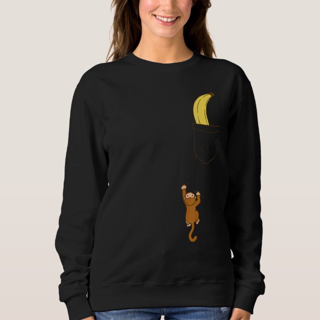 Moletom Macaco Sobe A Para Pegar Fruta De Bananas (Frente)