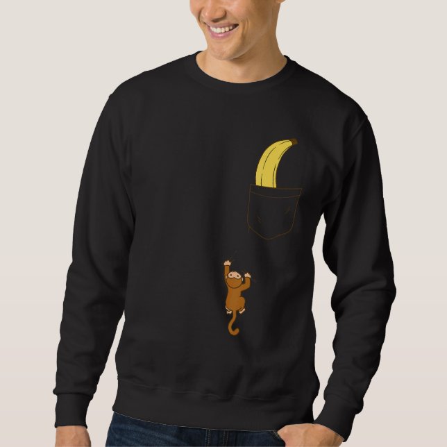 Moletom Macaco Sobe A Para Pegar Fruta De Bananas (Frente)