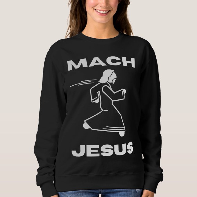 Moletom Mach Jesus  Jesus Running Religious Christian (Frente)