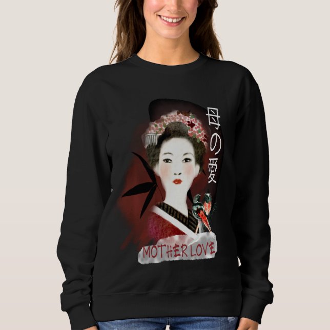 Moletom Mãe ama Japonês Tradicional Geisha Cute Red B (Frente)