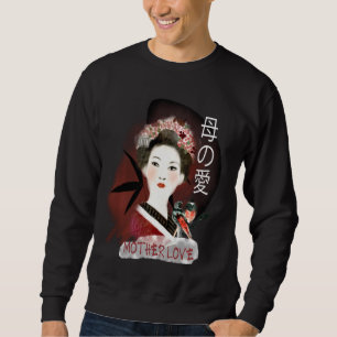 Moletom Mãe ama Japonês Tradicional Geisha Cute Red B