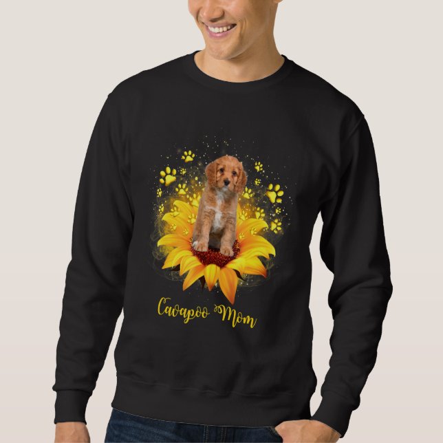 Moletom Mãe Cavapoo Girassol Com Pata De Cachorro Dia Das  (Frente)