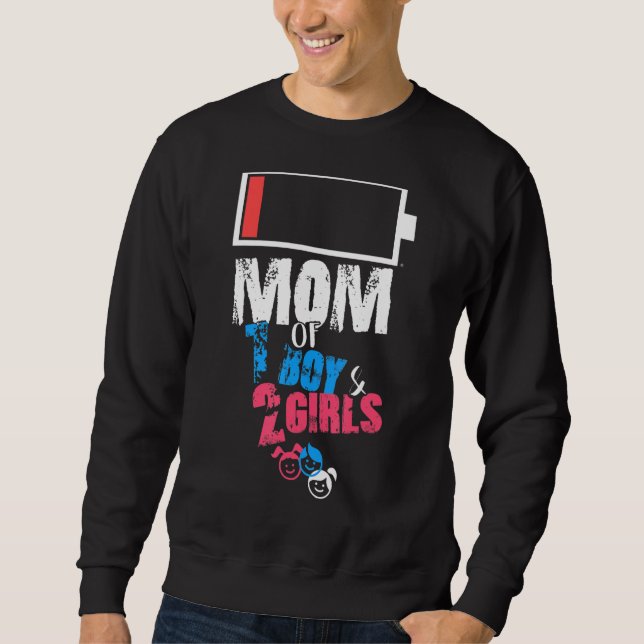 Moletom Mãe De 1 Rapaz E 2 Raparigas Dia de os pais Bir (Frente)