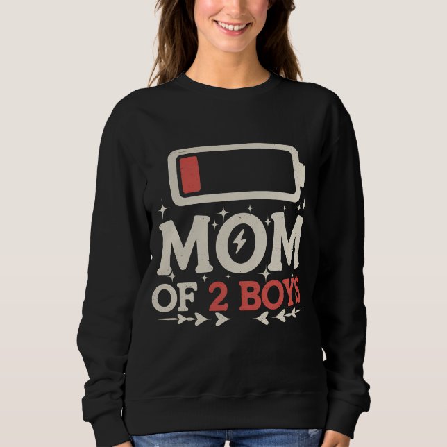 Moletom Mãe de 2 Meninos Bateria Baixa Funny Dia das Mães (Frente)