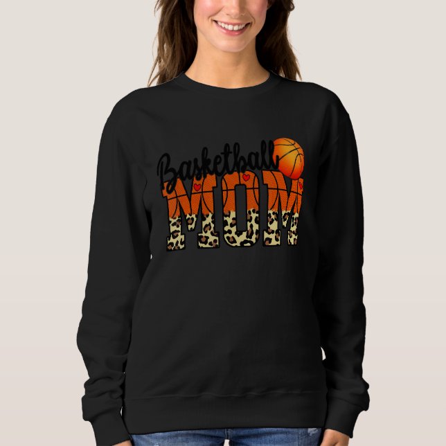 Moletom Mãe De Basquete Com Leopardo E Coração Vermelho Pa (Frente)