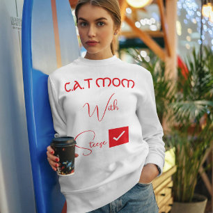 Moletom Mãe de Gato Engraçada Script Vermelho Personalizad