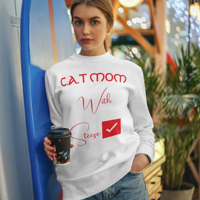 Moletom Mãe de Gato Engraçada Script Vermelho Personalizad (Criador carregado)