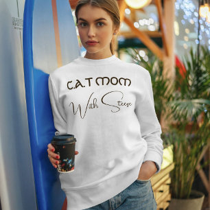 Moletom Mãe de Gato Personalizada Script Marrom Engraçado