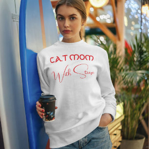 Moletom Mãe de Gato Personalizada Vermelho Script Humor Pe
