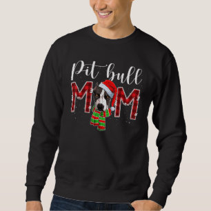 Moletom Mãe de Pit bull Chapéu de Papai Noel Xadrez Mãe de