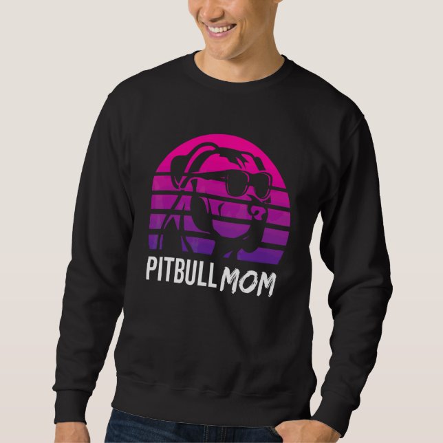 Moletom Mãe de Pitbull Retro dos Anos 80 Pitbull Cachorro  (Frente)