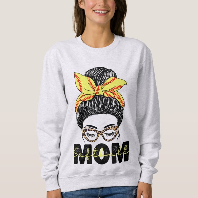Moletom Mãe de Softbol Desarrumada Vida de Softbol Mãe  (Frente)