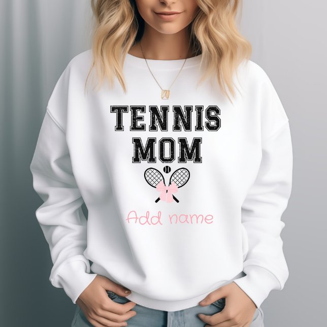 Moletom Mãe de Tenista Personalizada com Laço Rosa e Raque (Criador carregado)