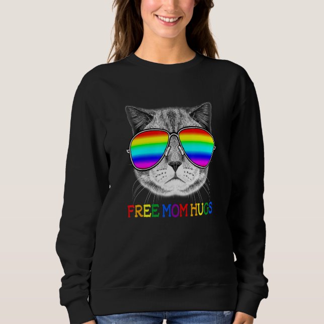 Moletom Mãe Livre Abraça Purride Orgulho Ally Cat Rainbow  (Frente)