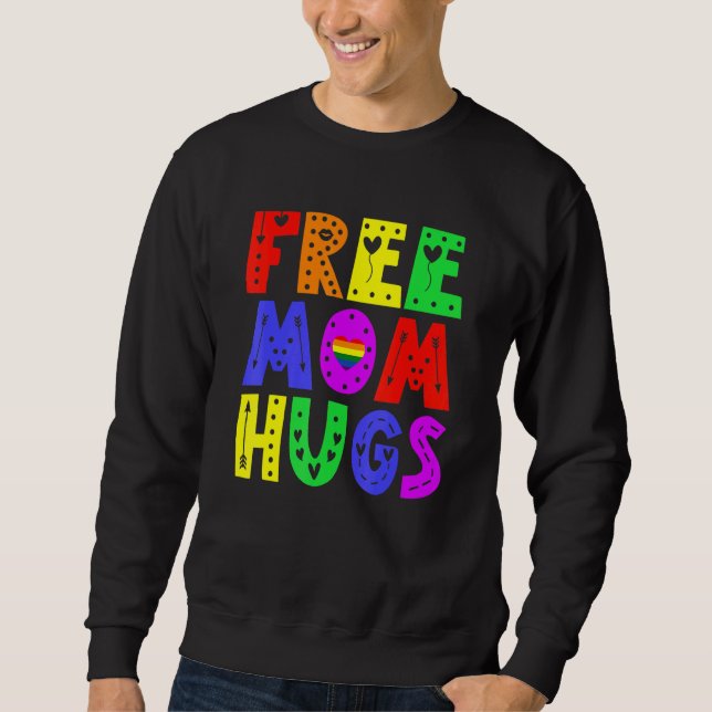 Moletom Mãe Livre Abraça Tee Rainbow Heart Lgbt Pride Mês  (Frente)