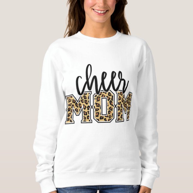 Moletom Mãe Mãe Leopard Imprime Mães Orgulhosas Cheerleade (Frente)