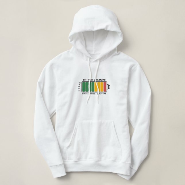 Moletom Mãe-O-Meter: Acionado por Amor e Café (Frente do Design)