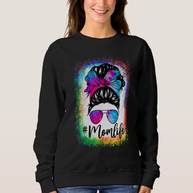 Moletom Mãe Vida Má Cabelo Roupa Tie Dye Dia de as mães (Frente)
