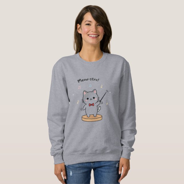 Moletom Maestro da Orquestra de Gatos Fofos Moda Feminina (Frente Completa)