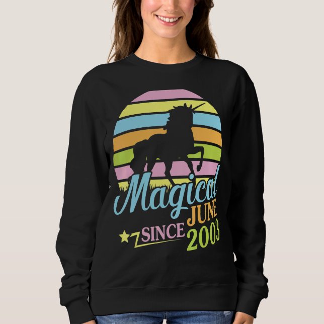 Moletom Magia desde junho de 2003 Feliz Aniversário Unicór (Frente)