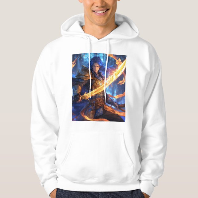 Moletom "Magic Blade of Blue Flames T-Shirt Design" (Frente)