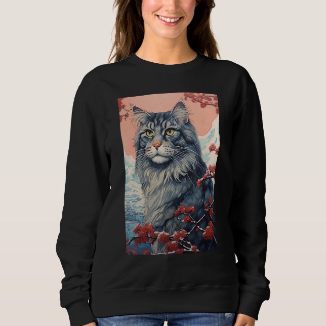 Moletom Maine Coon Cat Aesthetic Japanese Ukiyo e Art (Frente)