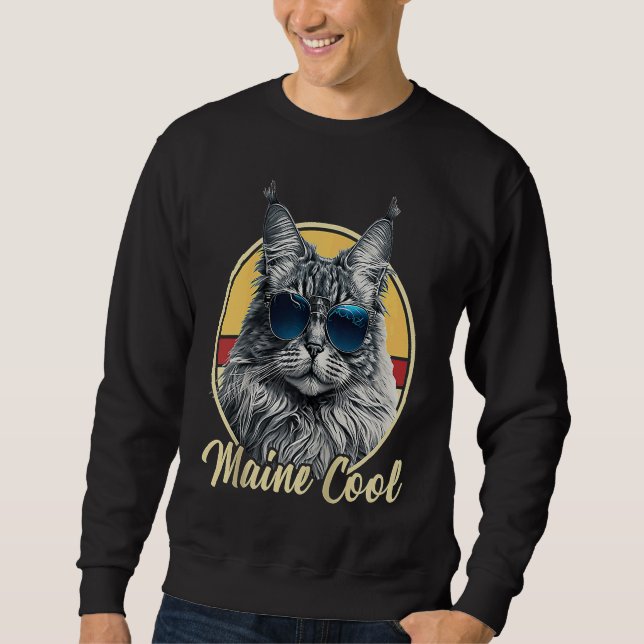 Moletom Maine Coon Cat Retro Outfit Maine Cool Animal Kitt (Frente)