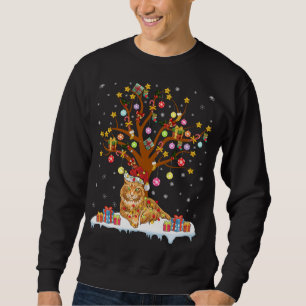 Moletom Maine Coon Cat Xmas Papais noeis de Iluminação Mai